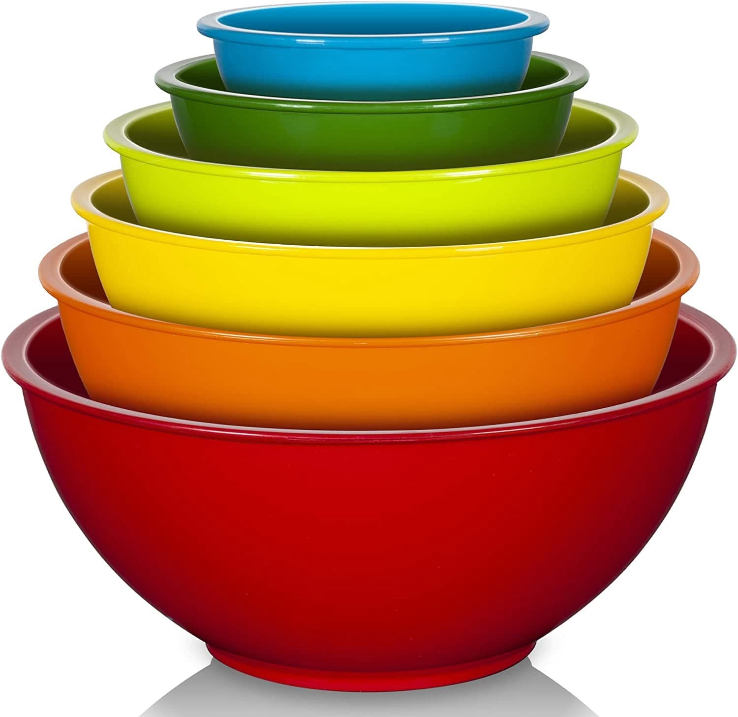 6 Pcs Plastic Mixing Bowls Set