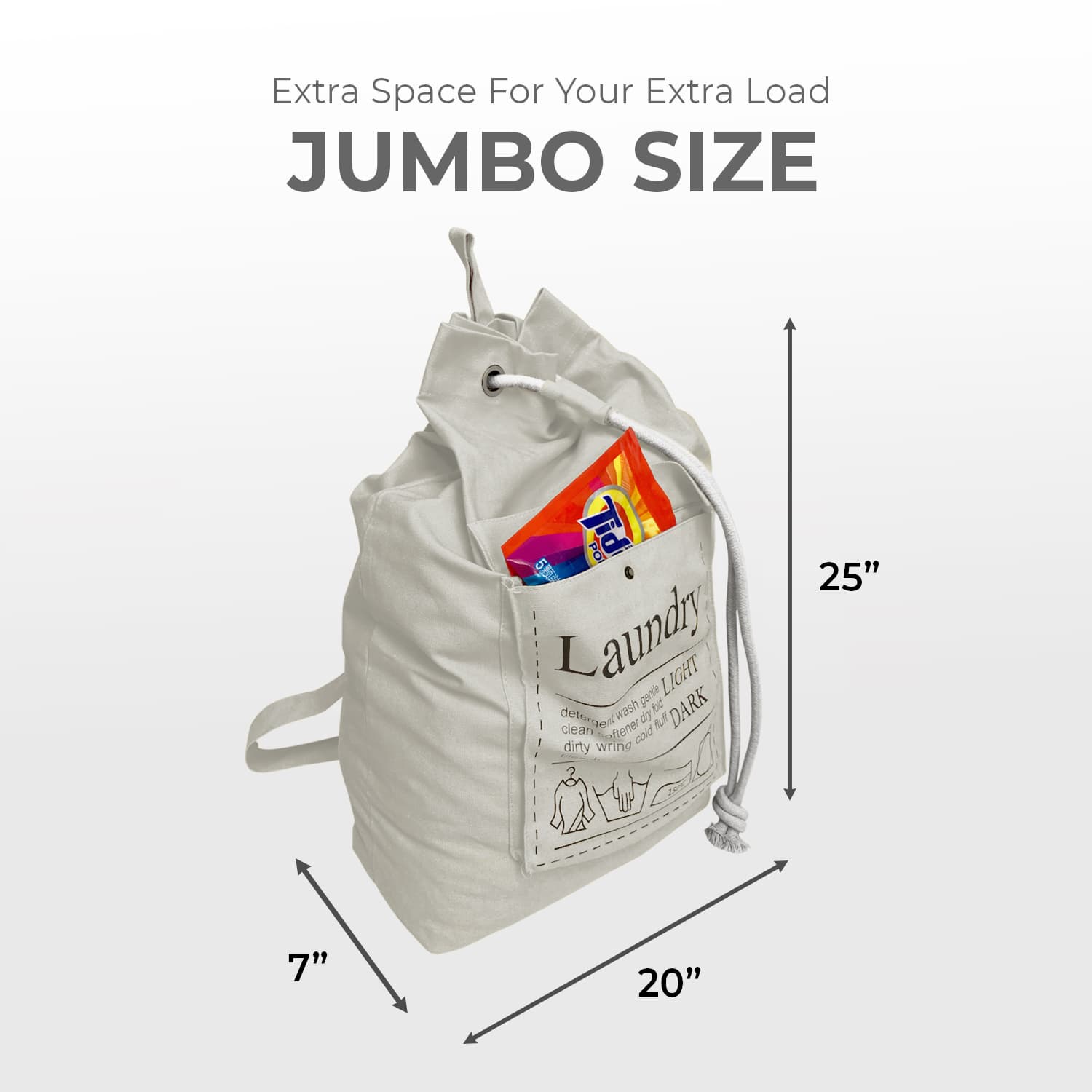 Large Laundry Bag, Cotton Canvas Backpack alternate